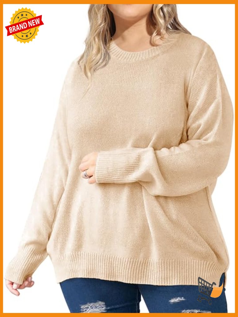Plus Size Oversized Side Split Pullover Sweater